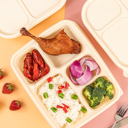 盛华禾易源玉米淀粉餐盒一次性多格可降解圆盒环保食品级商用打包