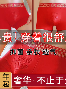 本命年奢华不止于外红色莫代尔高档男士科技温感亲肤抑菌薄款内裤