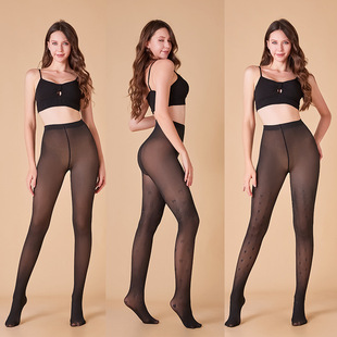 蝴蝶结外穿假透肉秋冬黑透肤爱心打底裤 袜 加绒女波点加厚连裤