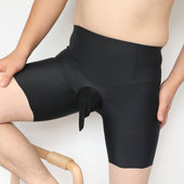 中腰平角内裤 不卷边性感紧身大码 带jj套高腰收腹丝袜内裤 冰丝男士