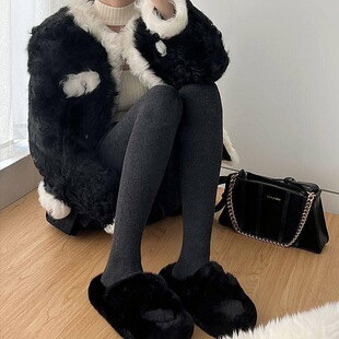 保暖裤 打底裤 袜外穿冬季 加绒加厚竖条螺纹显瘦棉裤 子女 女春秋薄款