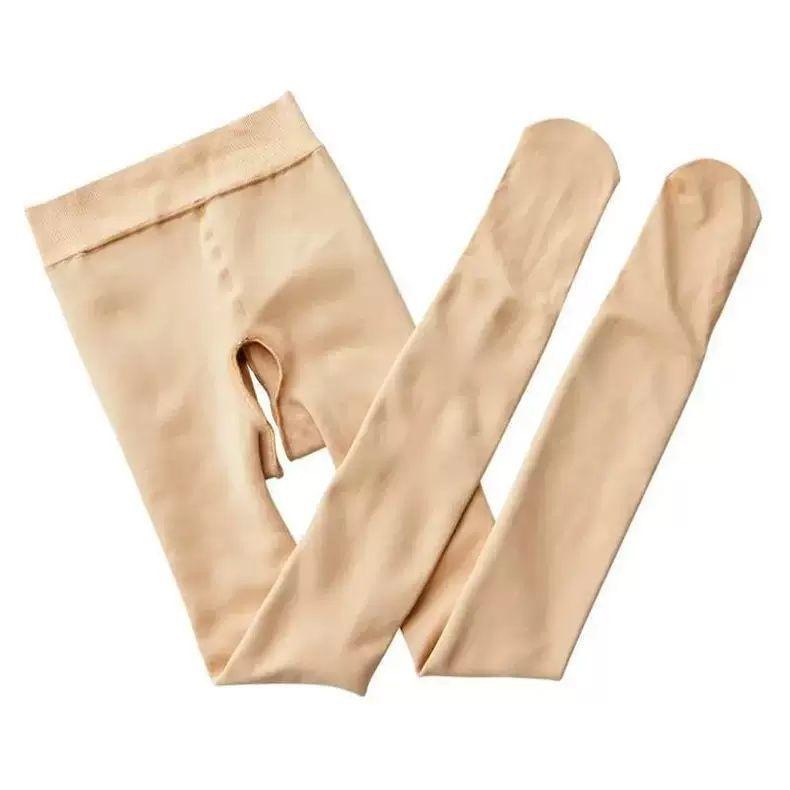 新款开档肉色丝袜免脱加绒秋冬款保暖裤大码连踩脚连裤袜高腰打底