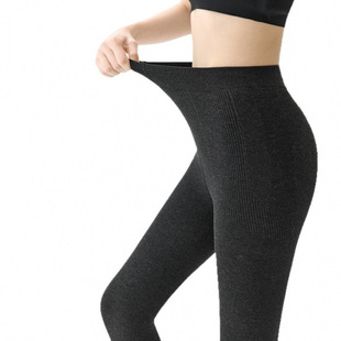 外穿竖条纹加绒加厚保暖 袜秋冬季 高个子打底裤 女高腰收腹提臀连裤