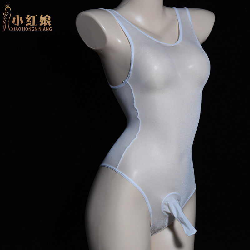 男士性感丝袜衣珠光油亮高叉连体衣带jj套情趣飞机袜超薄诱惑恋足