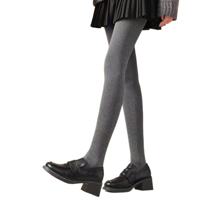 灰色打底裤袜秋冬外穿不档竖条纹微压显瘦加厚加绒保暖连裤袜