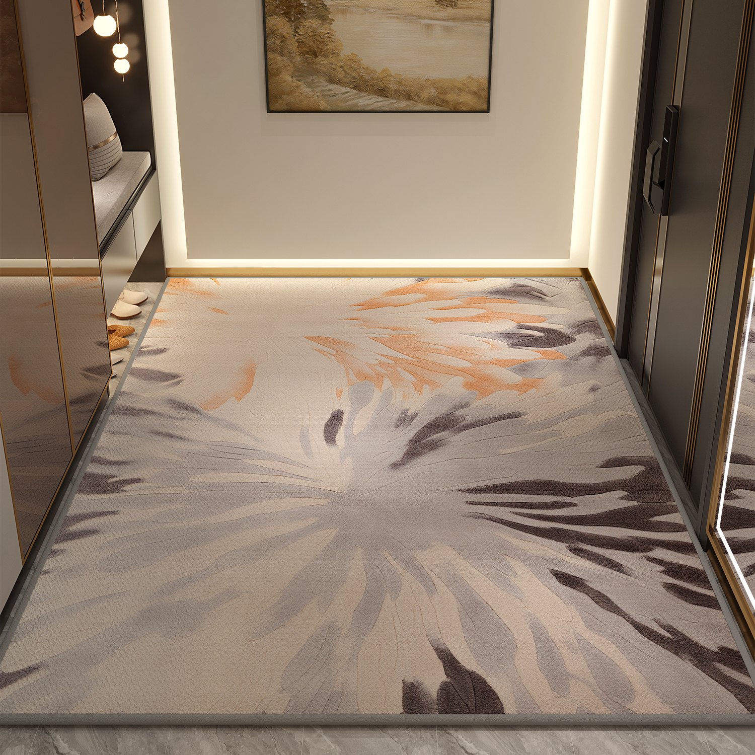 入户门地垫轻奢进门地毯家用门垫门口脚垫耐脏高级可裁剪玄关客厅