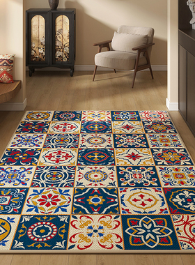 入户门垫玄关地毯除尘防滑门毯大门口耐脏地垫进门脚垫美式复古风