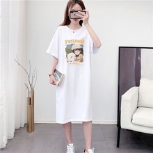 中长款短袖T恤裙女2025新款夏季时尚减龄宽松显瘦过膝连衣裙纯棉