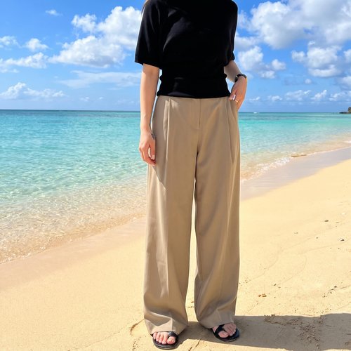 李慧儿 九夏 夏季卡其色复古老钱宽松显瘦休闲阔腿裤女