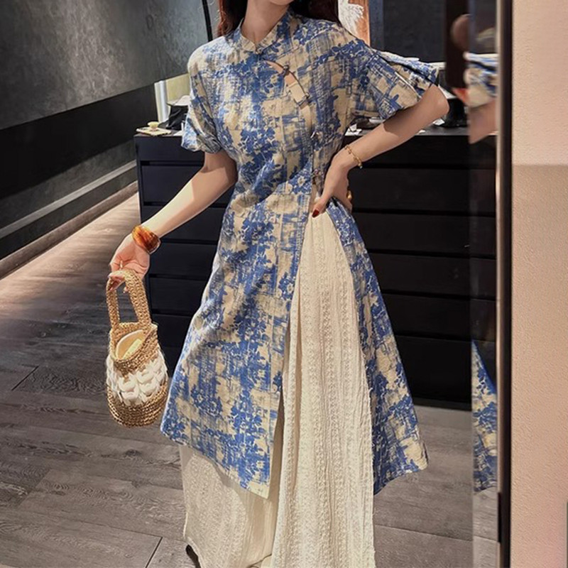 三吉「92折款！4/12晚8点」【花禧】棉麻改良时装感旗袍外衫