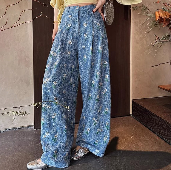 三吉「92折款！4/12晚8点」【花浔】重工珠片绣提花牛仔裤