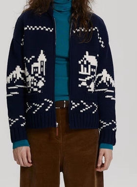 Rien董洁同款冰岛图案复古提花毛衣外套冬日羊毛针织开衫24秋冬