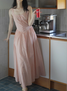 Ginger ale 古典腰线背心连衣裙 豌豆/橘橙/蕾丝白