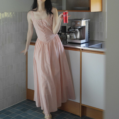 Ginger ale 古典腰线背心连衣裙 豌豆/橘橙/蕾丝白