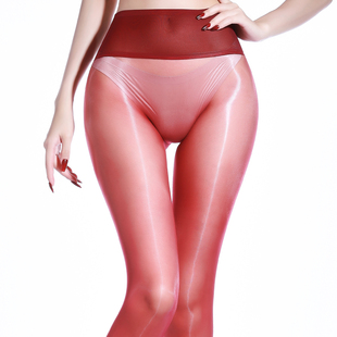 觅诱「车厘子果冻」极光油亮无缝k裆丝袜女薄款 丝袜 性感丝滑连裤