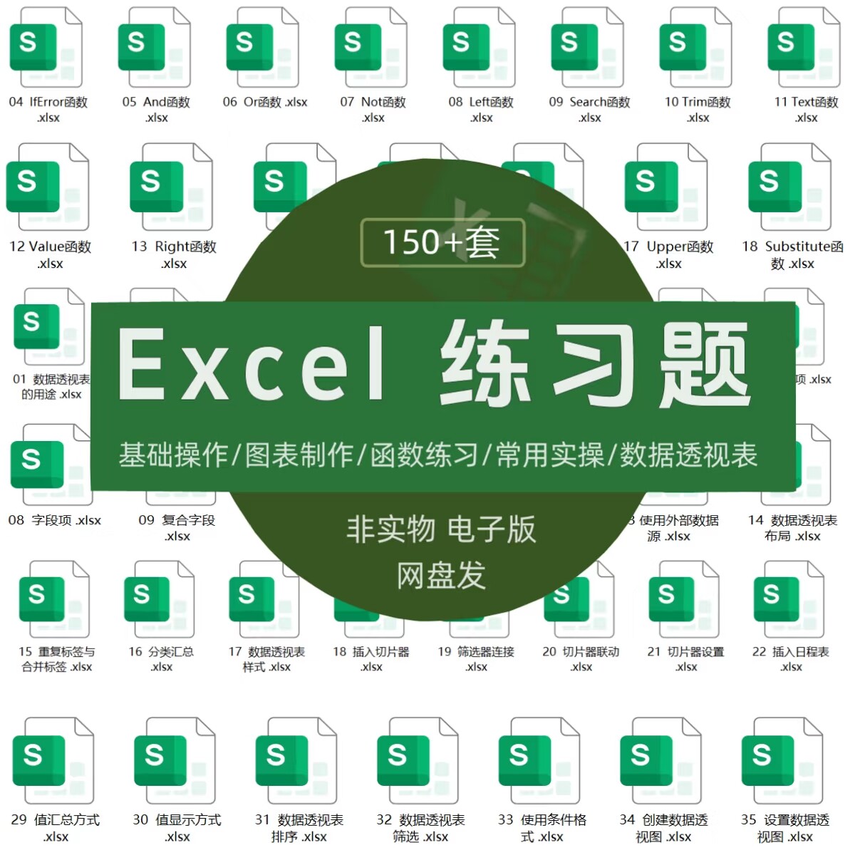 Excel练习题+函数公式实操素材,表格透视表练习题库图片