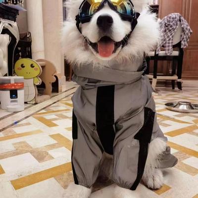 秋冬款宠物衣服四脚连体衣萨摩耶拉布拉多金毛中大型犬帅气冲锋衣