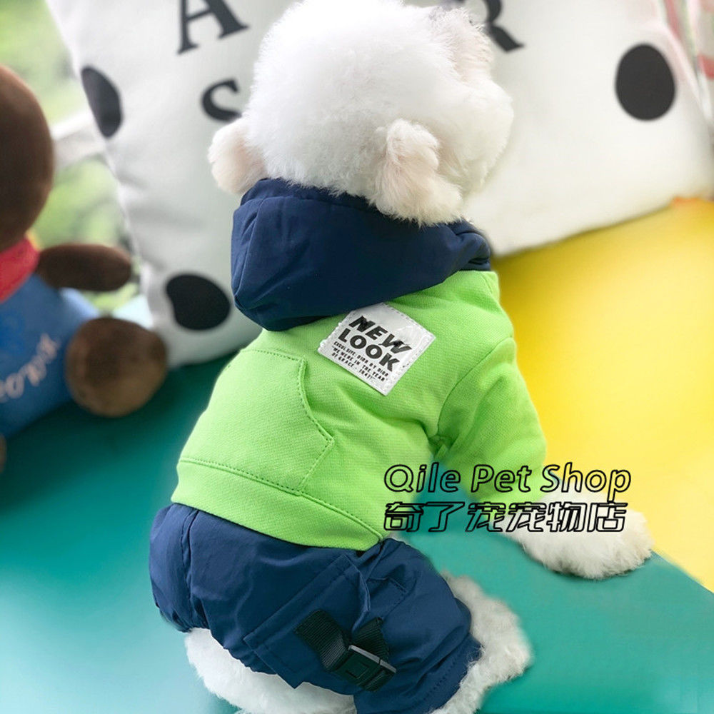 新款宠物服装泰迪比熊吉娃娃小狗狗加厚保暖装四脚休闲款棉衣冬装
