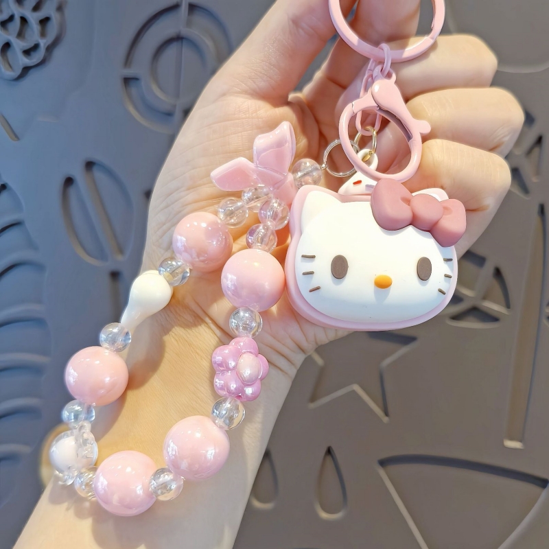 嗨喽kt穿珠公仔kitty手机挂件可爱女挂饰汽车钥匙扣凯蒂猫手机链