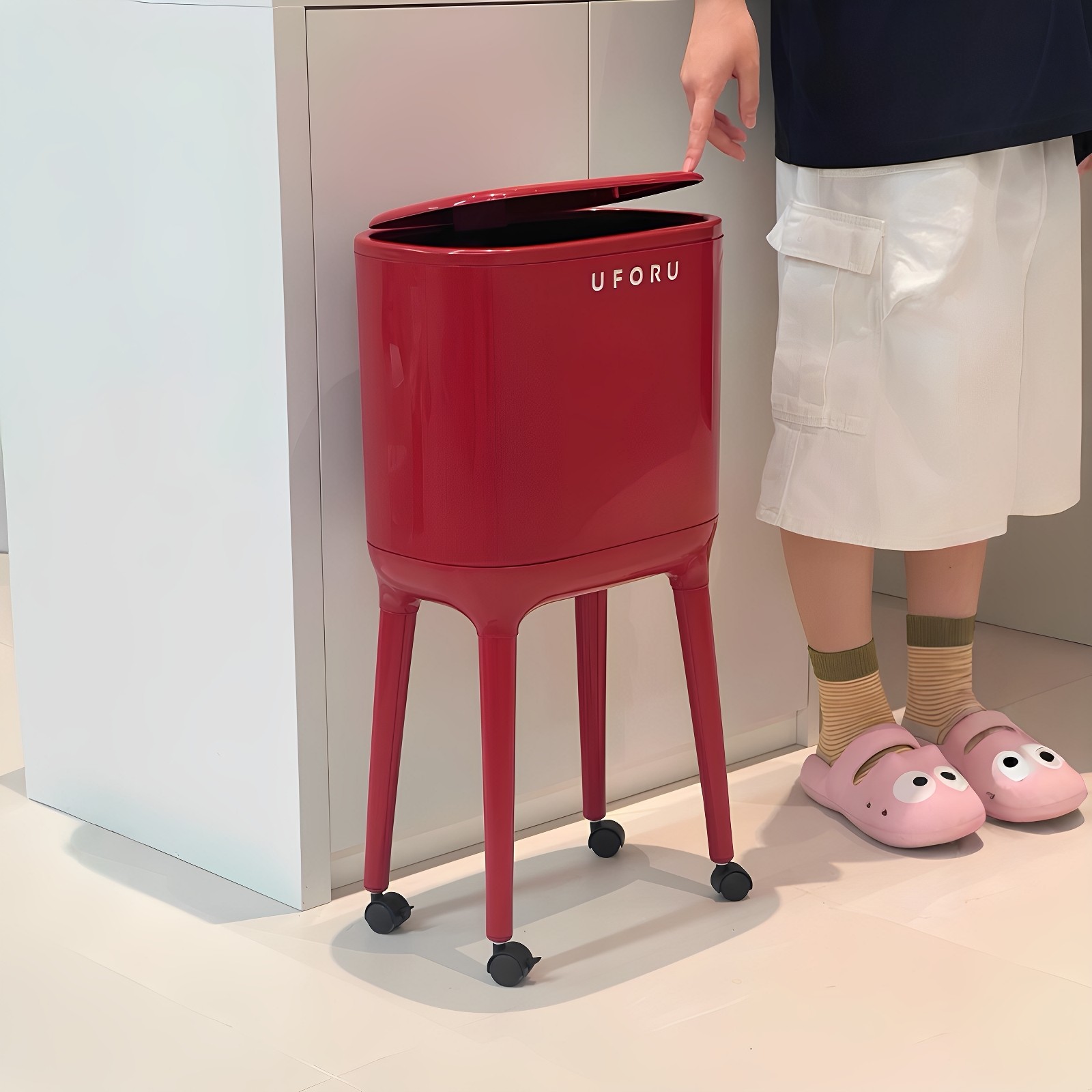 高脚垃圾桶家用厨房专用免弯腰可移动大容量客厅长腿高颜值卫生桶