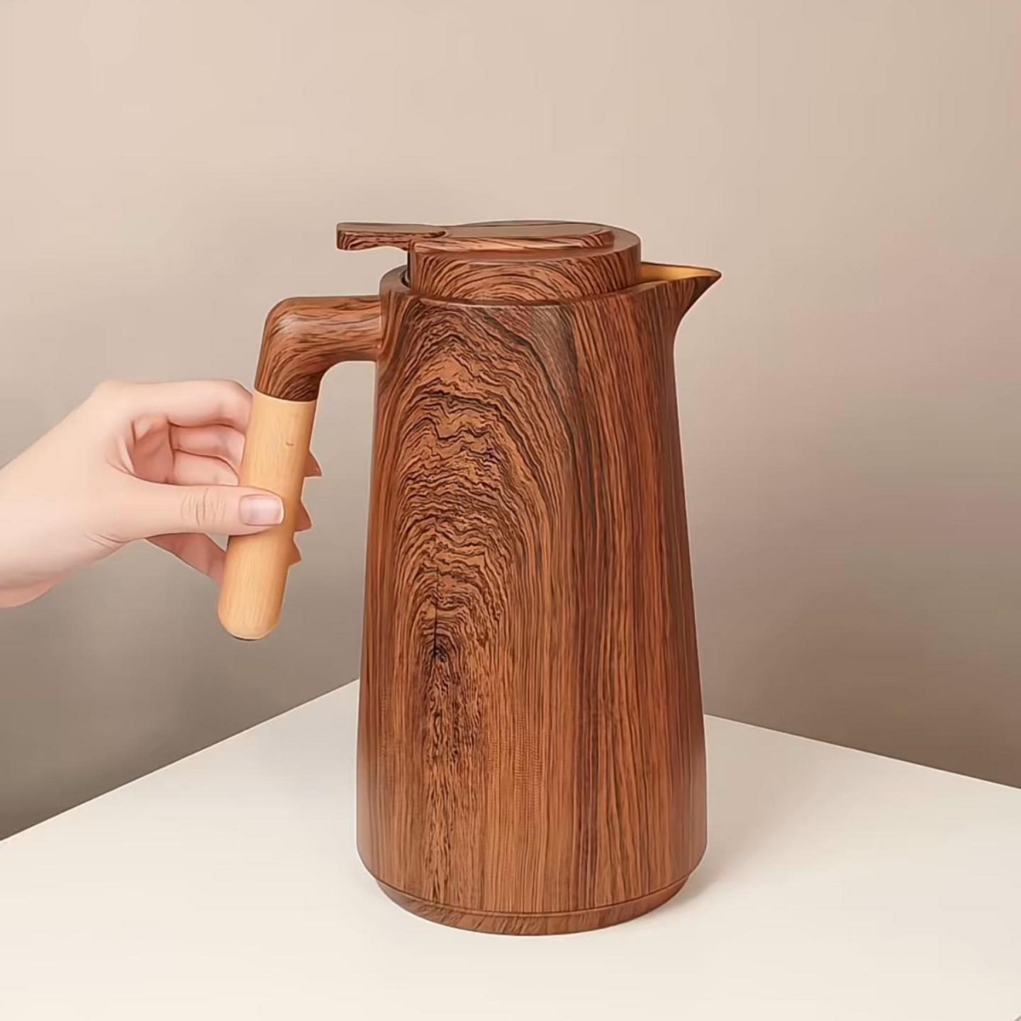 原木风轻奢保温壶家用玻璃内胆暖壶简约大容量热水壺办公保温水壶,餐饮具,保温壶,淘宝优惠券,粉丝福利购,淘宝优惠卷