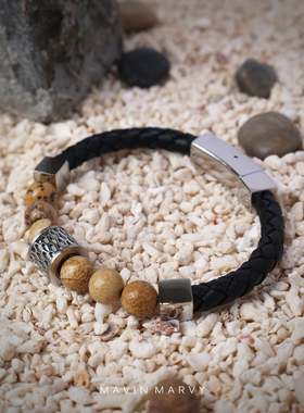 MAVINMARVY原创设计高端精致手饰法式潮流梦幻画图石钛钢情侣手链