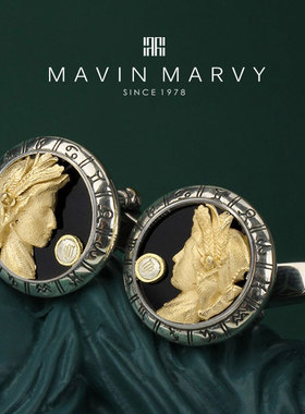 MavinMarvy原创新品-十二星座系列-处女座袖扣S925银圆形男士袖钉