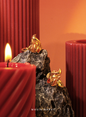 MavinMarvy原创五行系列-火袖扣18K金高档生日礼物法式衬衫扣礼盒