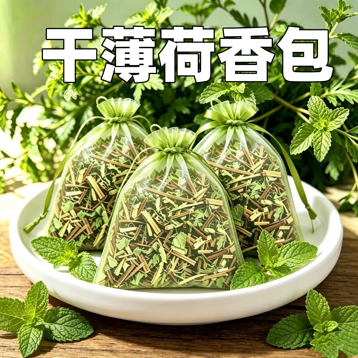 薄荷天然草本香包便携束口袋干薄荷香囊车载提神清新香袋提神持久