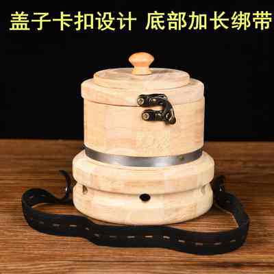 肚脐灸加高肚脐艾灸盒实木制隔姜脐疗灸具圆形肚子腰腹背随身灸罐