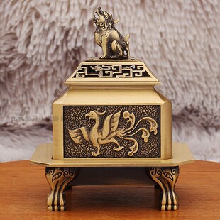 创意香薰炉纯铜家用室内四神兽望天吼檀香香炉个性熏香炉四方炉鼎
