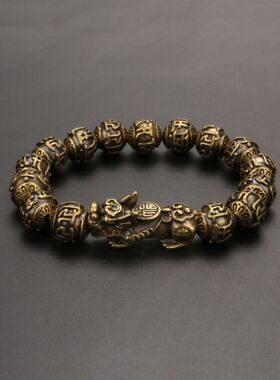 黄铜六字真言手链男女汉唐装配饰