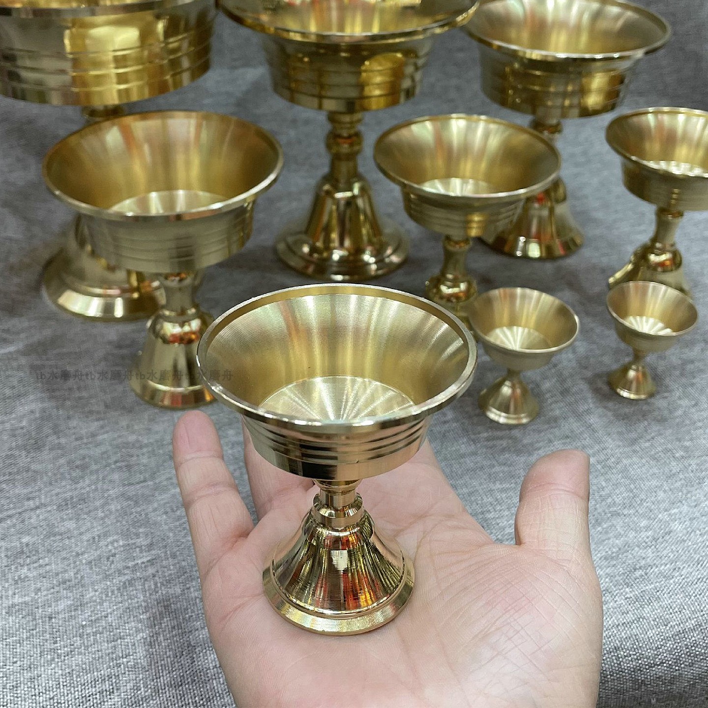 黄铜酥油灯底座纯铜灯台架灯座托蜡烛台上香供灯长明灯油灯盏容器