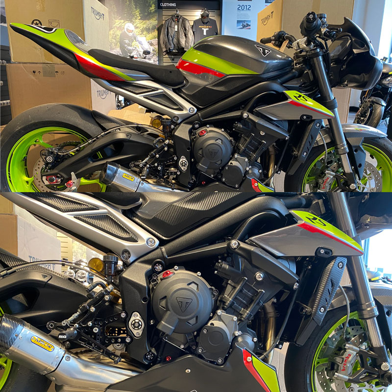 凯旋765rs油箱贴发动机防摔挡风