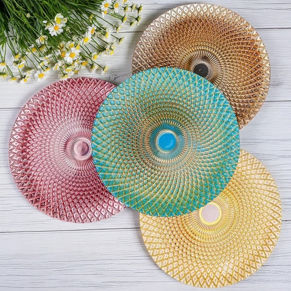 欧式高颜值孔雀水果玻璃盘糖果零食客厅家用甜品点心创意圆形平盘,餐饮具,餐用托盘,淘宝优惠券,粉丝福利购,淘宝优惠卷