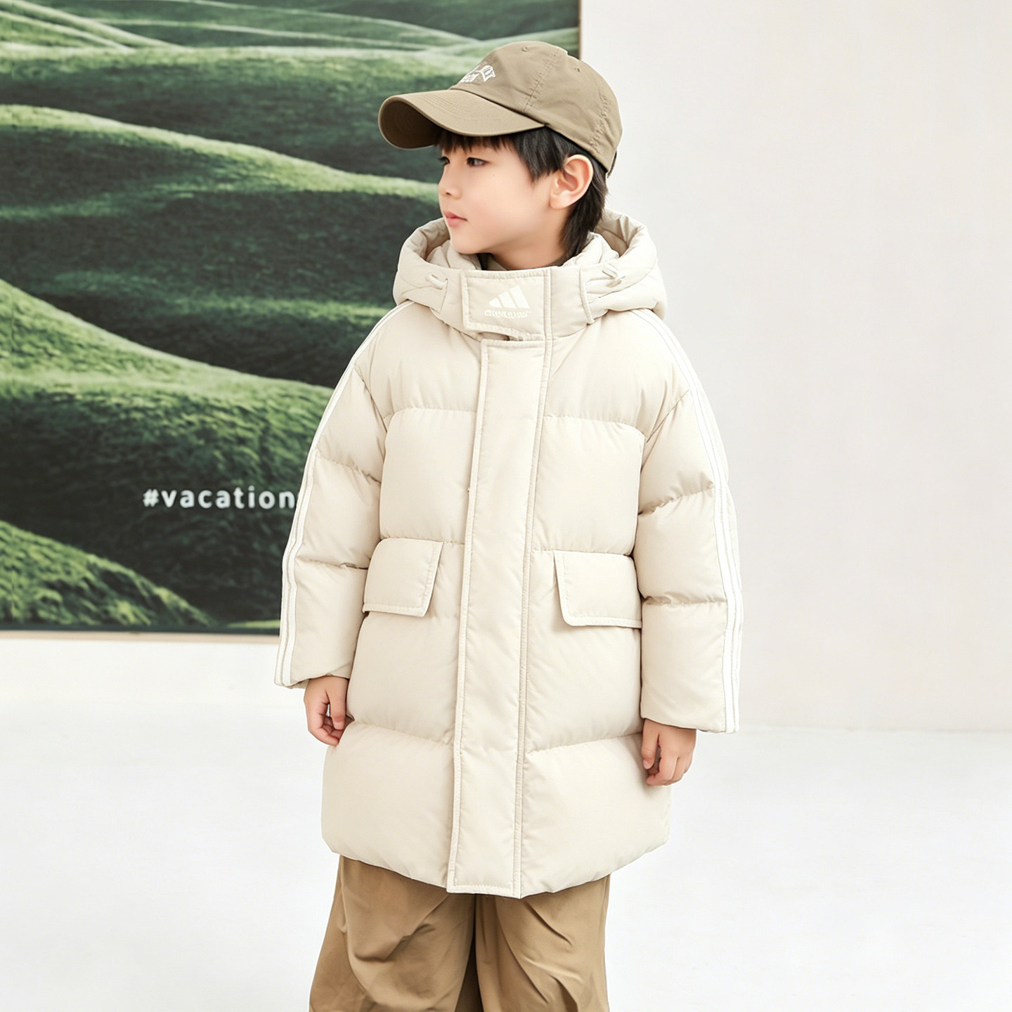 儿童羽绒服男童中长款加厚亲子童装女童羽绒服小中大童外套23854