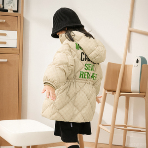 女童羽绒服中长款加厚2023冬季新款儿童羽绒服中大童送腰带22152