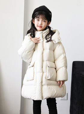 女童羽绒服中长款加厚2024冬季新亲子装母女儿童羽绒服外套23166