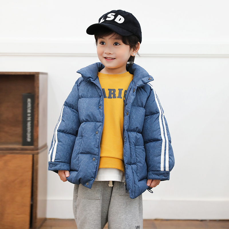 儿童装羽绒服中小童90绒宝宝羽绒服无帽立领男童保暖外套23814
