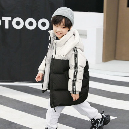 儿童羽绒服中长款撞2024冬季新款90绒男童羽绒服女童亲子装23085