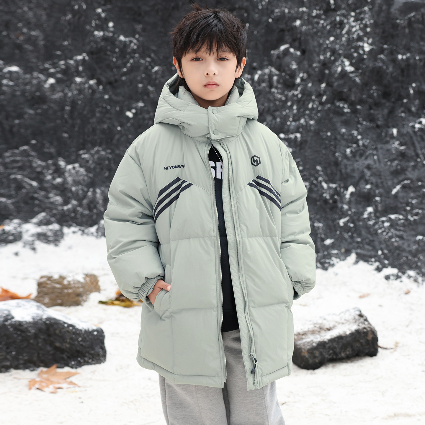 儿童羽绒服中长款男童中大童装2025冬季新款女童羽绒服亲子装4974