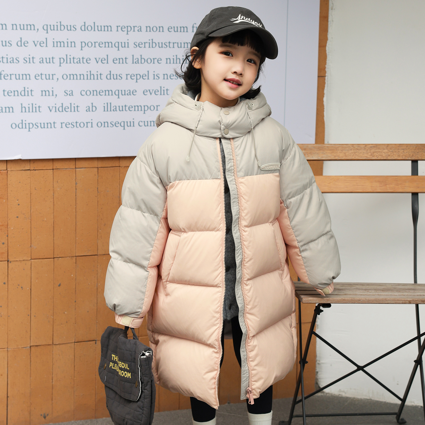 女童羽绒服中长款2025冬季新款儿童羽绒服中大童装90绒亲子C4859