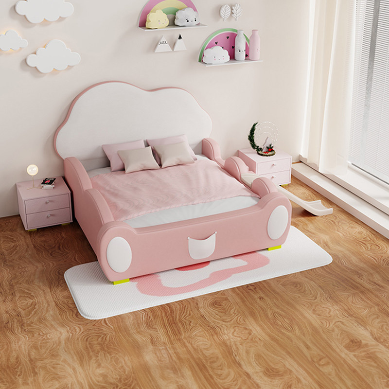 粉色云朵床滑滑梯儿童床