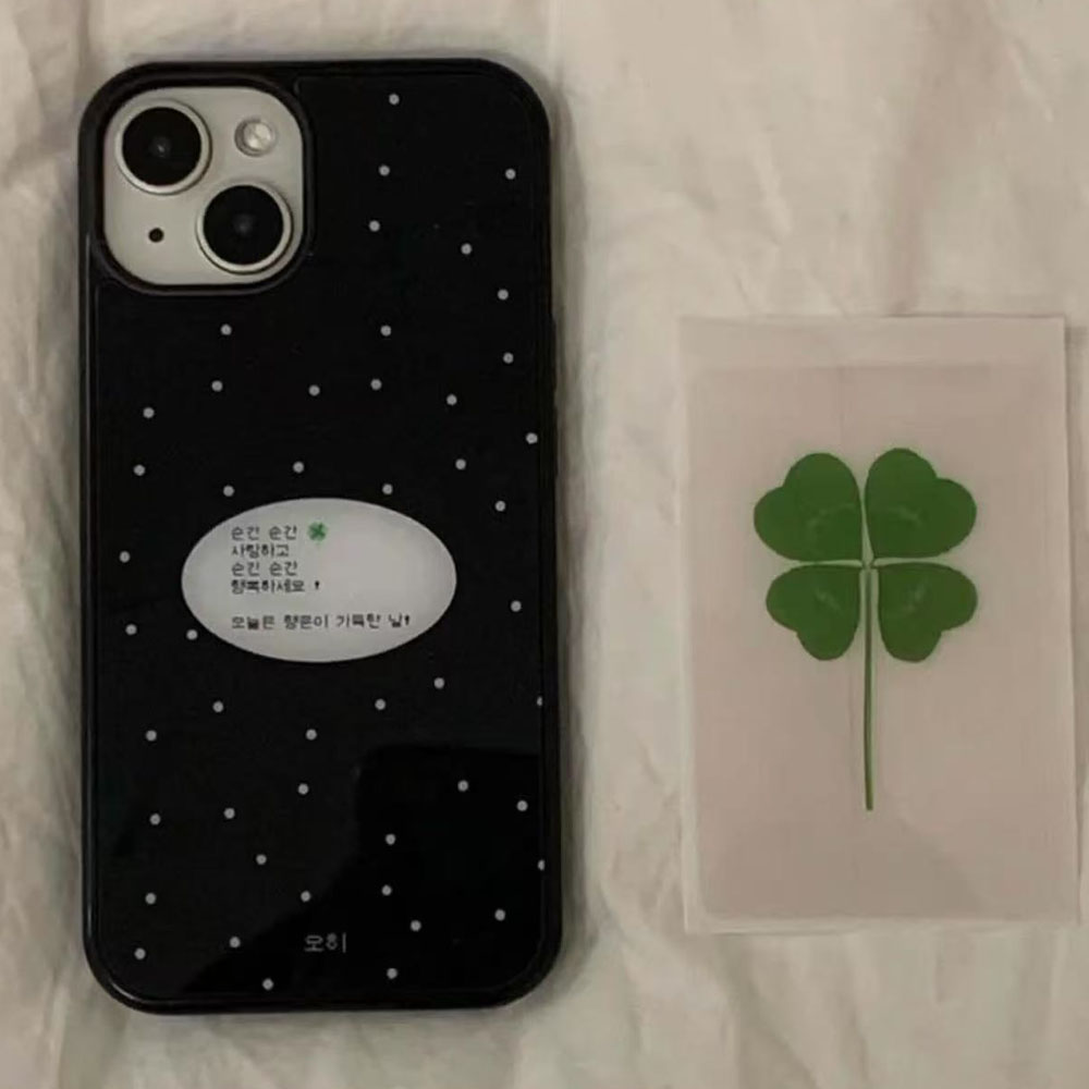 韩国ins四叶草韩文波点16新款iPhone15promax手机壳13女14软壳12新款12Pro软壳14Promax保护套xr日韩风