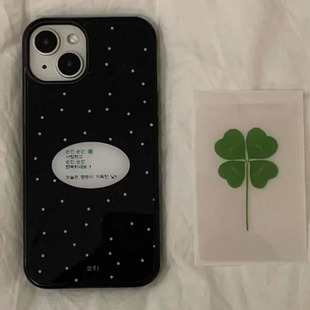 韩国ins四叶草韩文波点16新款iPhone15promax手机壳13女14软壳12新款12Pro软壳14Promax保护套xr日韩风