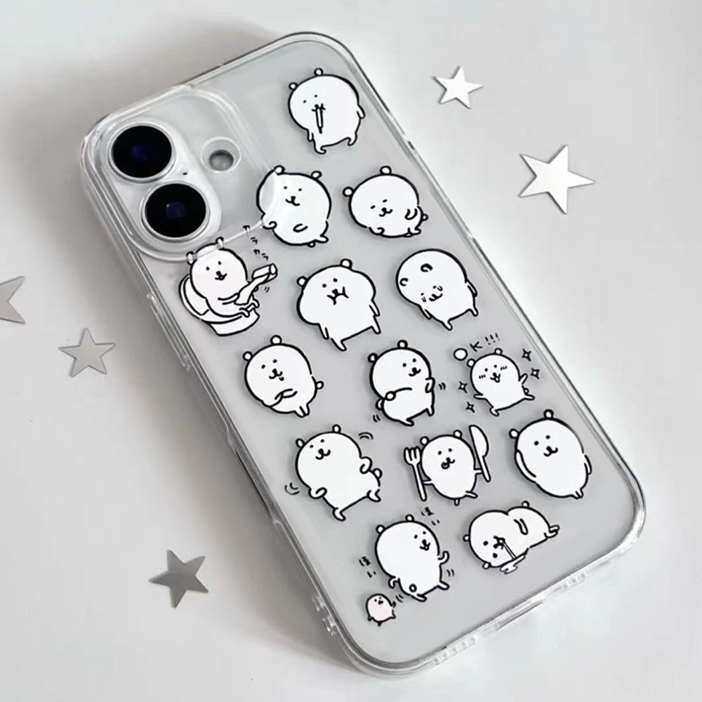 卡通ins可爱自嘲熊iPhone16promax软12苹果15适用13手机壳11女14