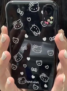 可爱甜酷kitty猫手机壳iPhone17适用12苹果16promax软11女8p黑色X软壳15