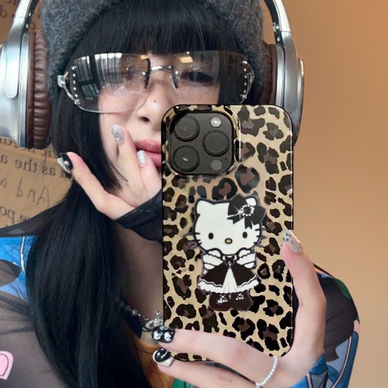 甜酷豹纹HelloKitty猫16promax软壳iPhone12可爱14Promax潮11适用12苹果XS女8p辣妹xr小众13pro全包15