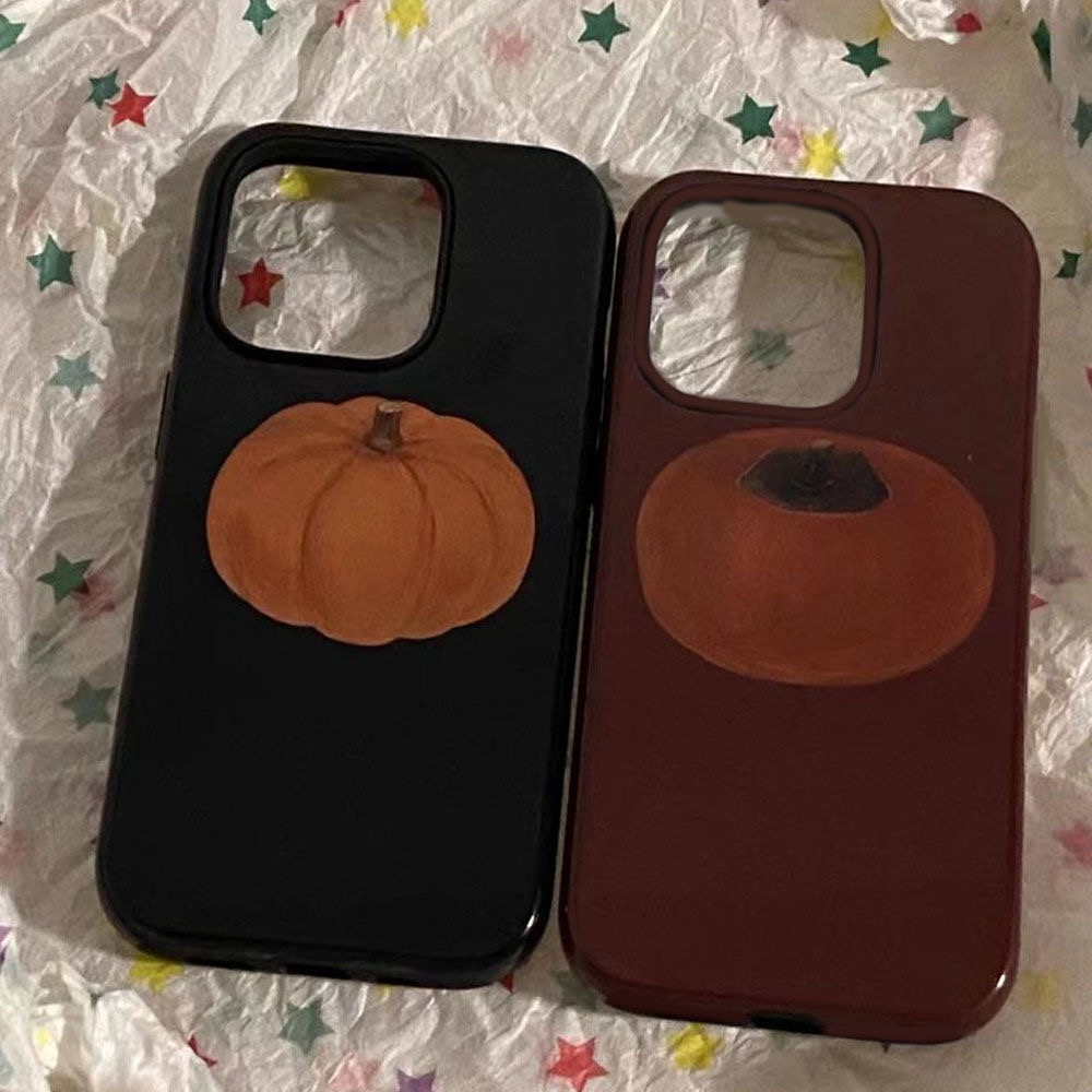 秋冬ins复古油画南瓜柿子xr适用15苹果14手机壳iPhone13promax女12潮11新款保护套15pro全包12pro