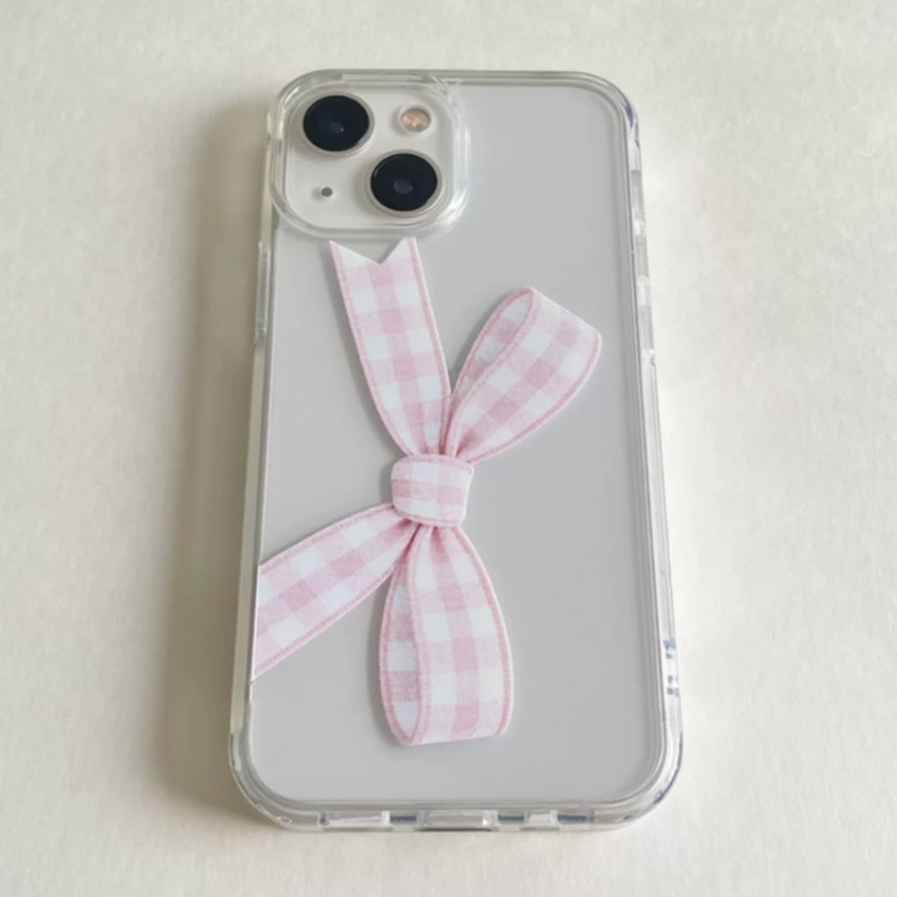 日韩风ins奶粉蝴蝶结18promax适用iPhone16promax透明手机壳15pro/14防摔13软12保护壳17小众简约女